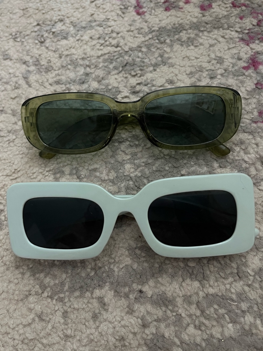 Retro Bundle Green Chunky Rectangle Sunglasses Y2K 90s Vintage Streetwear